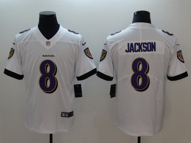 Men Baltimore Ravens 8 Jackson White Vapor Untouchable Limited Player Nike NFL Jerseys
